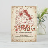 Vintager Weihnachtsmann Frohe Weihnachten Party Einladung (Stehend Vorderseite)