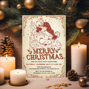 Vintager Weihnachtsmann Frohe Weihnachten Party Einladung