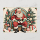 Vintager Weihnachtsmann frohe Weihnachten Postkarte (Vorderseite)