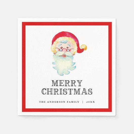 Vintager Weihnachtsmann frohe Weihnachten Serviette (Vorderseite)