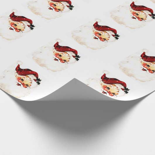 Vintager Weihnachtsmann: Frohe Weihnachtsfeier Geschenkpapier (Ecke)