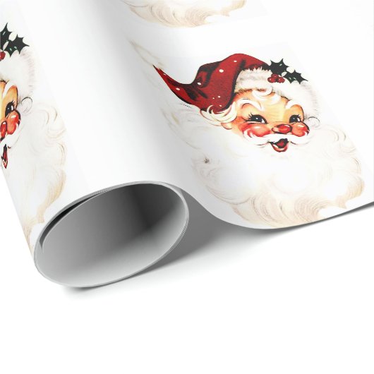 Vintager Weihnachtsmann: Frohe Weihnachtsfeier Geschenkpapier (Rolleneckpunkt)