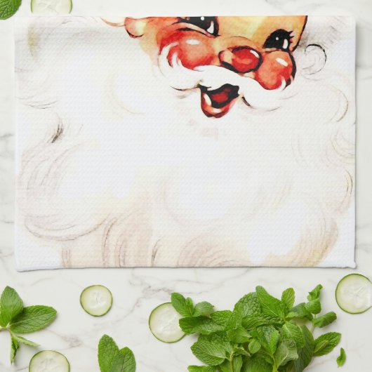 Vintager Weihnachtsmann: Frohe Weihnachtsfeier Geschirrtuch (Gefaltet)