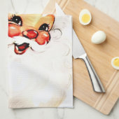 Vintager Weihnachtsmann: Frohe Weihnachtsfeier Geschirrtuch (Viertel Falte)