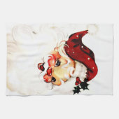 Vintager Weihnachtsmann: Frohe Weihnachtsfeier Geschirrtuch (Horizontal)