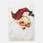 Vintager Weihnachtsmann: Frohe Weihnachtsfeier Geschirrtuch (Vertikal)