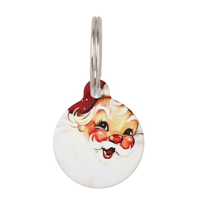 Vintager Weihnachtsmann: Frohe Weihnachtsfeier Haustiermarke (Vorderseite)