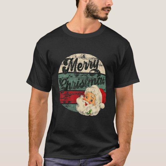 Vintager Weihnachtsmann frohe Weihnachtsgesicht Al T-Shirt (Vorderseite)