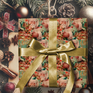 Vintager Weihnachtsmann Frohe Weihnachtswrapping P Geschenkpapier