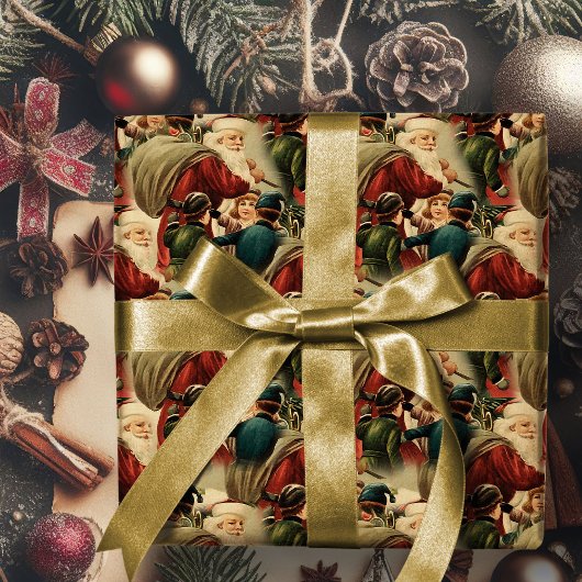 Vintager Weihnachtsmann Frohe Weihnachtswrapping P Geschenkpapier