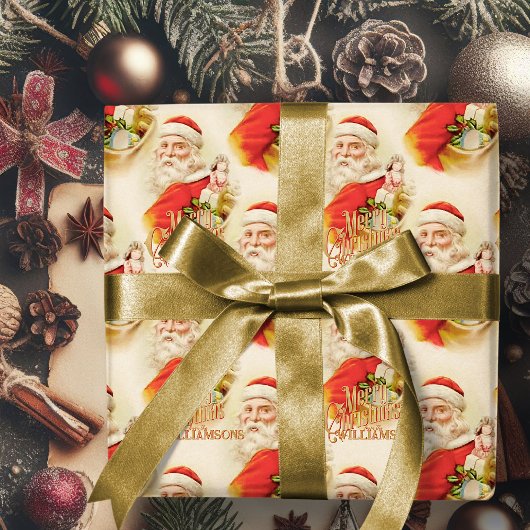 Vintager Weihnachtsmann Frohe Weihnachtswrapping P Geschenkpapier