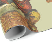 Vintager Weihnachtsmann geht den Schornstein runte Geschenkpapier (Rolleneckpunkt)
