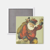 Vintager Weihnachtsmann geht den Schornstein runte Magnet (Vorderseite/Rückseite)