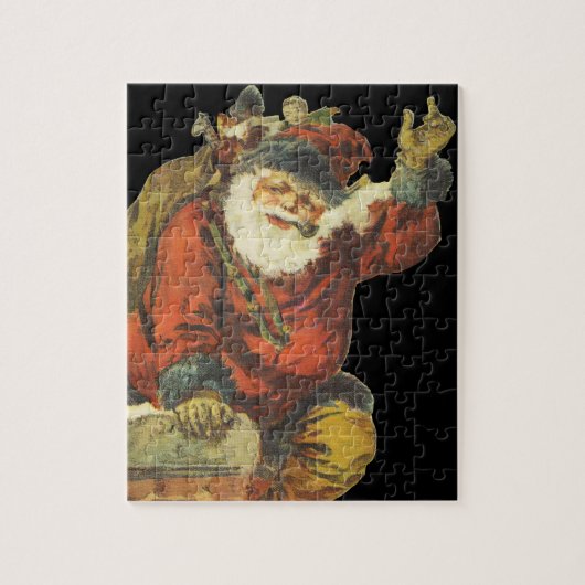 Vintager Weihnachtsmann geht den Schornstein runte Puzzle (Vertikal)