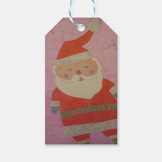 Vintager Weihnachtsmann Geschenkanhänger (Vorderseite)