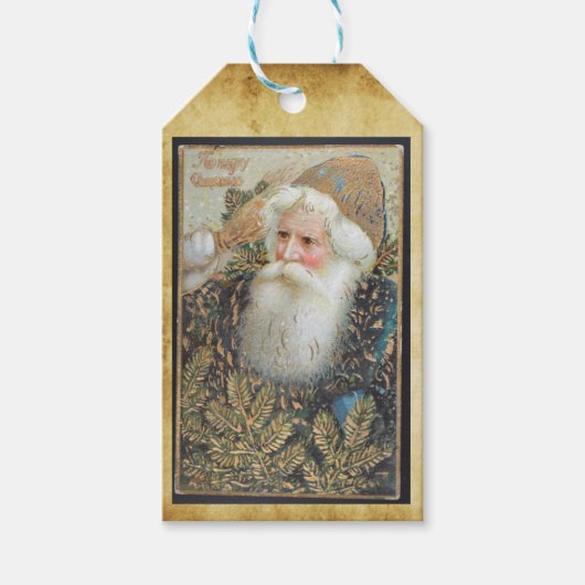 Vintager Weihnachtsmann Geschenkanhänger (Vorderseite)