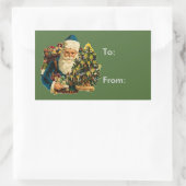 Vintager Weihnachtsmann - Geschenkmarke Rechteckiger Aufkleber (Tasche)