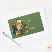 Vintager Weihnachtsmann - Geschenkmarke Rechteckiger Aufkleber (Umschlag)