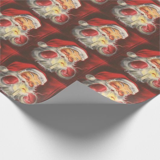 Vintager Weihnachtsmann Geschenkpapier (Ecke)