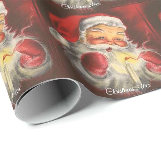 Vintager Weihnachtsmann Geschenkpapier (Rolleneckpunkt)