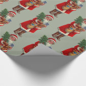 Vintager Weihnachtsmann Geschenkpapier (Ecke)