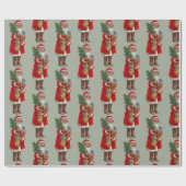 Vintager Weihnachtsmann Geschenkpapier (Flach)