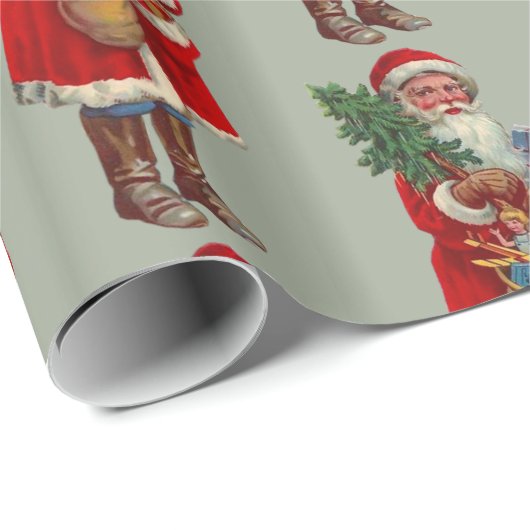 Vintager Weihnachtsmann Geschenkpapier (Rolleneckpunkt)