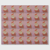 Vintager Weihnachtsmann Geschenkpapier (Flach)