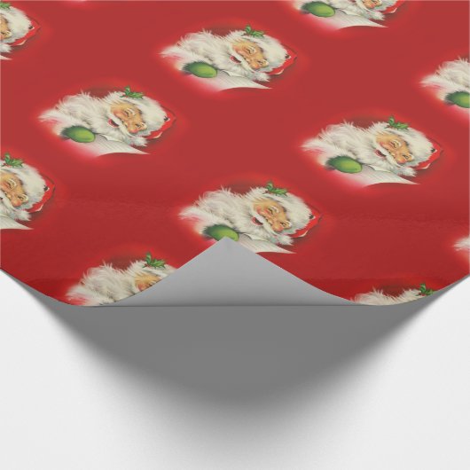 Vintager Weihnachtsmann Geschenkpapier (Ecke)