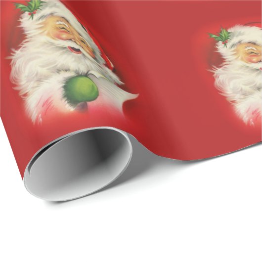 Vintager Weihnachtsmann Geschenkpapier (Rolleneckpunkt)
