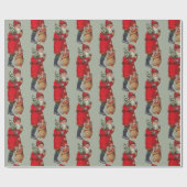 Vintager Weihnachtsmann Geschenkpapier (Flach)