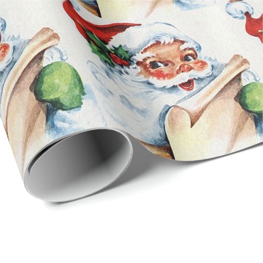 Vintager Weihnachtsmann Geschenkpapier (Rolleneckpunkt)