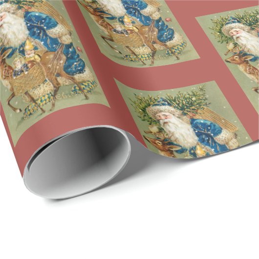 Vintager Weihnachtsmann Geschenkpapier (Rolleneckpunkt)
