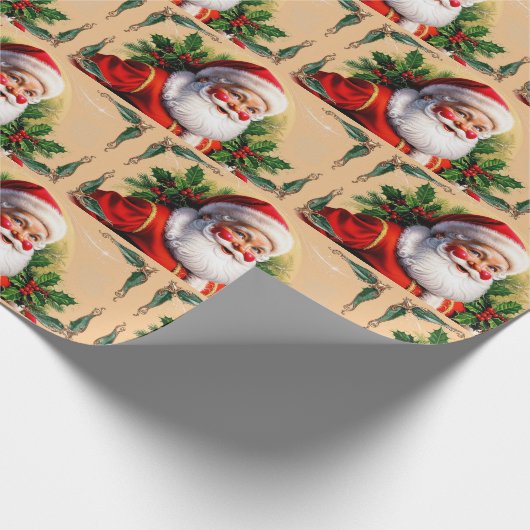 Vintager Weihnachtsmann Geschenkpapier (Ecke)