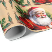 Vintager Weihnachtsmann Geschenkpapier (Rolleneckpunkt)