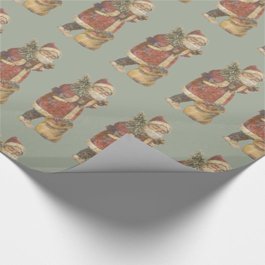Vintager Weihnachtsmann Geschenkpapier (Ecke)