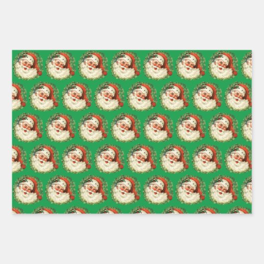 Vintager Weihnachtsmann Geschenkpapier Set (Vorderseite 2)