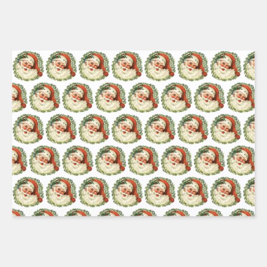 Vintager Weihnachtsmann Geschenkpapier Set (Vorderseite)