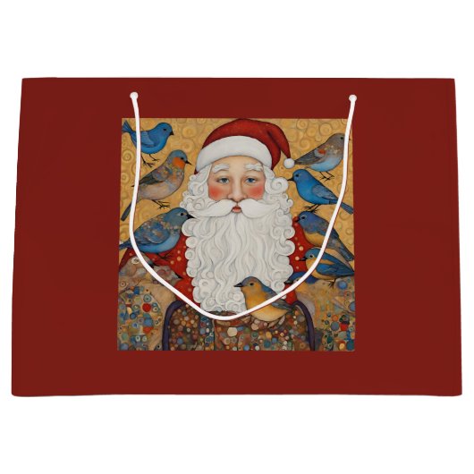 Vintager Weihnachtsmann-Geschenktasche Große Geschenktüte (Vorderseite)