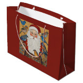 Vintager Weihnachtsmann-Geschenktasche Große Geschenktüte (Rückseite Schrägansicht)