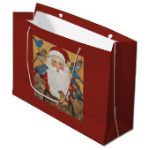 Vintager Weihnachtsmann-Geschenktasche Große Geschenktüte (Vorderseite Schrägansicht)