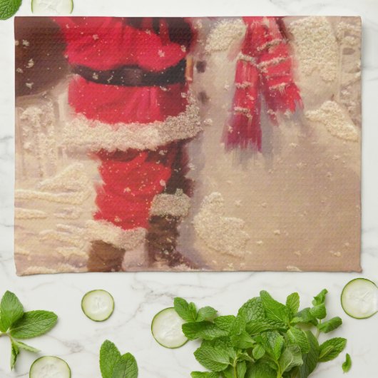 Vintager Weihnachtsmann Geschirrtuch (Gefaltet)