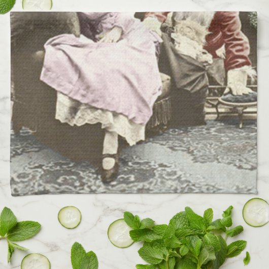 Vintager Weihnachtsmann Geschirrtuch (Gefaltet)