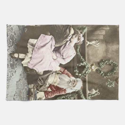 Vintager Weihnachtsmann Geschirrtuch (Horizontal)