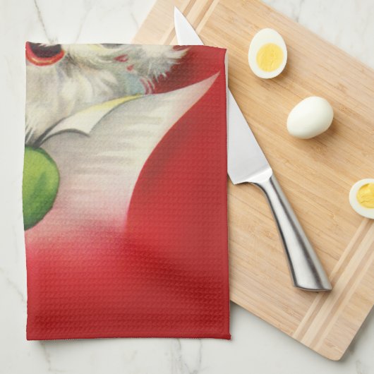 Vintager Weihnachtsmann Geschirrtuch (Viertel Falte)