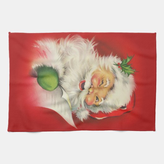 Vintager Weihnachtsmann Geschirrtuch (Horizontal)