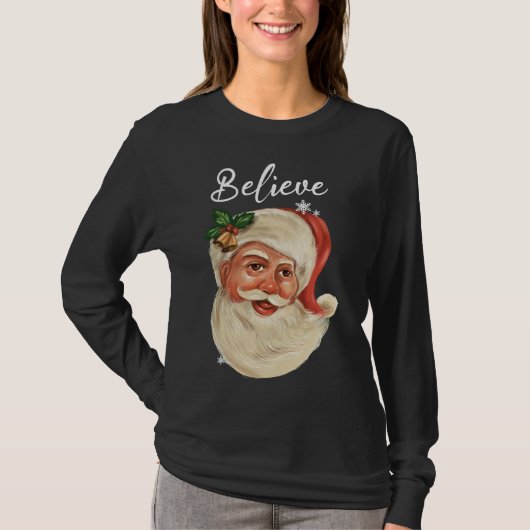 Vintager Weihnachtsmann-Gesicht glaubt Weihnachtsf T-Shirt (Vorderseite)