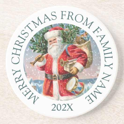 Vintager Weihnachtsmann Getränkeuntersetzer (Vorne)