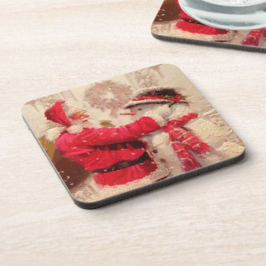 Vintager Weihnachtsmann Getränkeuntersetzer (Linke Seite)