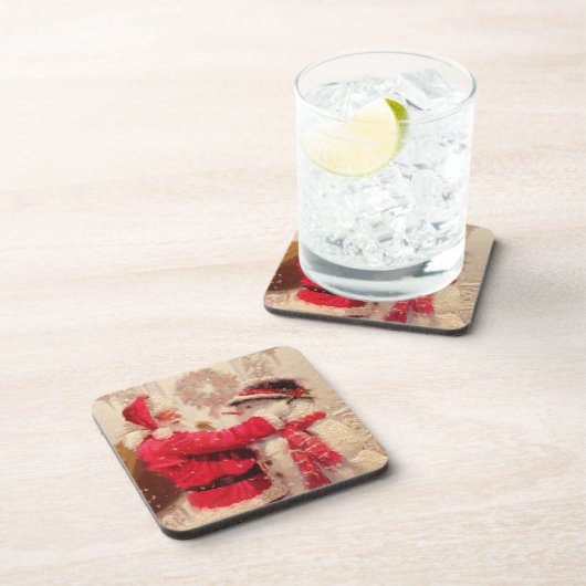 Vintager Weihnachtsmann Getränkeuntersetzer (Rechte Seite)